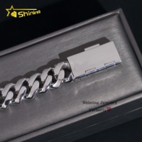 Bracelet cubain à maillons serrés en argent 925 fait à la main, style hip-hop, bijoux de rappeur personnalisés, serti de moissanite de 12 mm