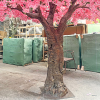 Arbre de cerisier artificiel rose de 9 pieds (3-5m) rouge et blanc, fausse fleur murale, arbre artificiel Sakura