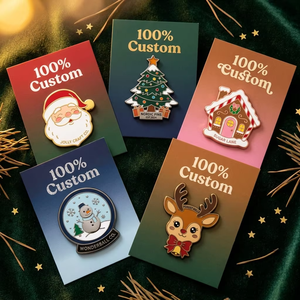No MOQ Professional OEM ODM Custom Christmas Enamel <b>Pin</b> Lapel <b>Badge</b> Glitter Santa Reindeer Personalized Holiday Gift - Product Image 1