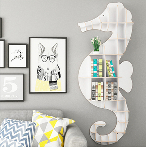 Chiquitos nhỏ Bắc Âu tường giá Cá Ngựa Sáng Tạo Treo tường kệ sách phòng ngủ phòng khách haima hình tủ sách - Product Image 5