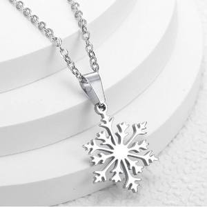 Collar de Acero Inoxidable con Baño de Oro de 18K, Colgante de Copo de Nieve, Joyería para Mujeres y Hombres, Cadenas de Navidad, Regalo - Product Image 2