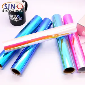 Popular holográfico PVC logotipo letras Color Arco Iris cromo de corte de película DIY arte gráfico auto-adhesivo vinilo rollos