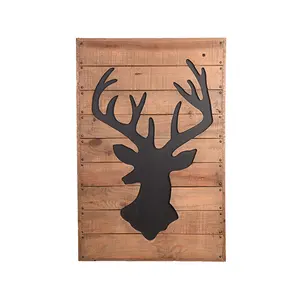 定制批发西方圣诞复古木鹿动物标志仿古家居墙板装饰用品