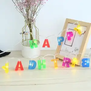 New Hanging Decoration Indoor Outdoor Multicolor Letters Happy Birthday String Lights