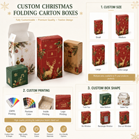Boîte en carton pliable personnalisée pour Noël avec logo pour cosmétiques, bonbons, biscuits, cadeaux, emballage de vente au détail pour les fêtes