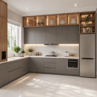 Lemari Dapur Dinding Modular Kayu Lapis Custom, Rel Laci Desain Minimalis Modern 5+ Laci, Ukuran dan Warna Dapat Disesuaikan