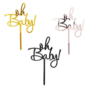 Décoration de gâteau en acrylique doré « OH Baby » pour mariages, anniversaires, Noël, et célébrations de bienvenue pour nouveau-nés - Product Image 6