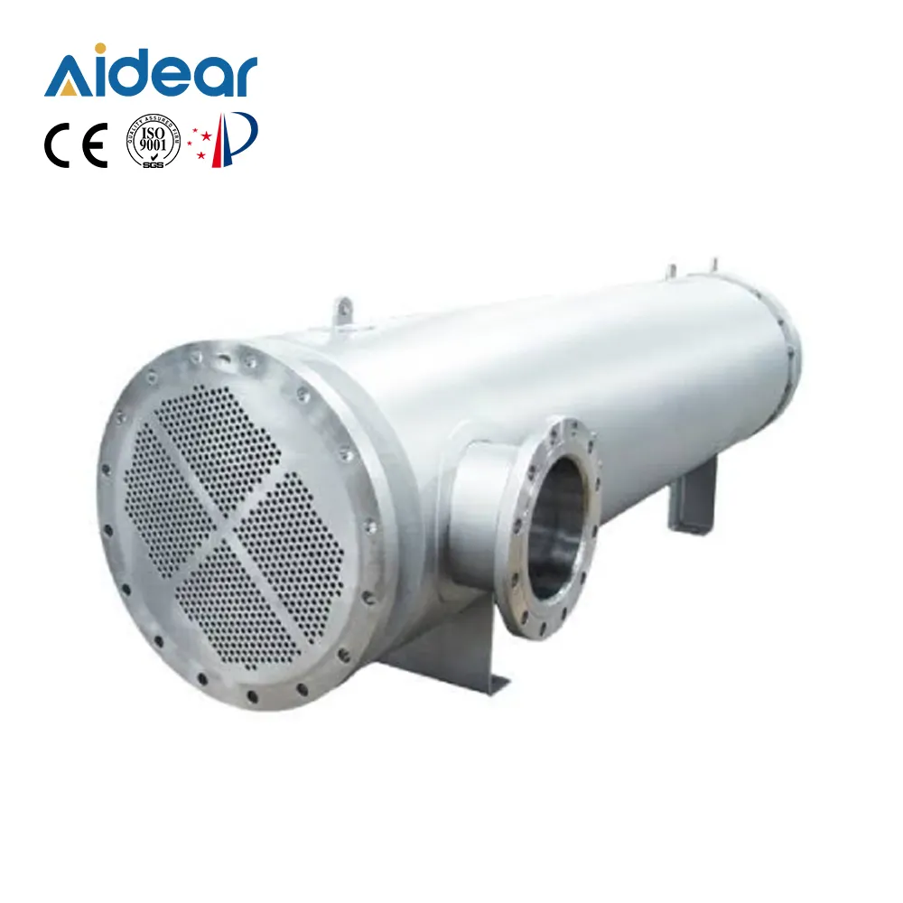 Aidear-evaporador de tubo y carcasa refrigerada por agua, intercambiador de calor de tubo de acero inoxidable, Grado Alimenticio industrial