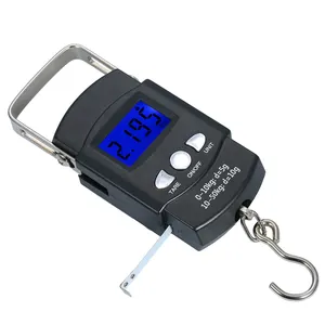 Ronix Digital Luggage Scale Electronic Handle Hanging Weighing Pocket Fish Weight Electronic Scale with 1.5m Measuring Tape