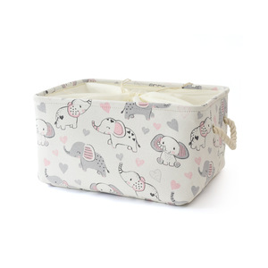 Panier à linge rose <span class=keywords><strong>en</strong></span> <span class=keywords><strong>toile</strong></span> pliable pour enfants et bébés, motif éléphant, avec poignées, pour le rangement - Product Image 6