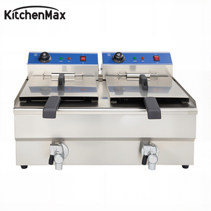 Freidora Eléctrica Compacta de Doble Tanque KitchenMax, 13L Cada Uno, Freidora de Acero Inoxidable para Papas Fritas, Pollo y Bares de Snacks - Product Image 1