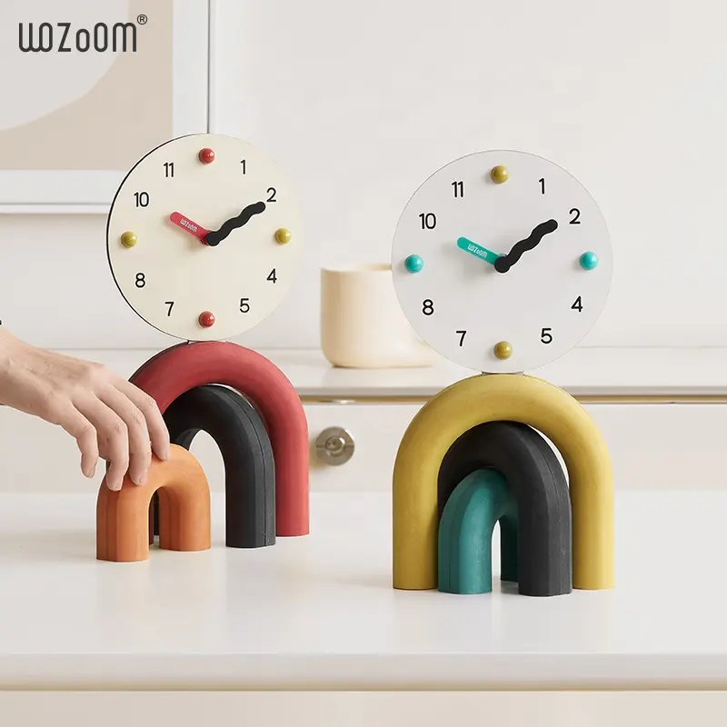 WOZOOM 도매 최고의 선물 사무실 장식 창조적 인 시계 작은 테이블 침실 emitdoog 벽시계 나무 책상 시계