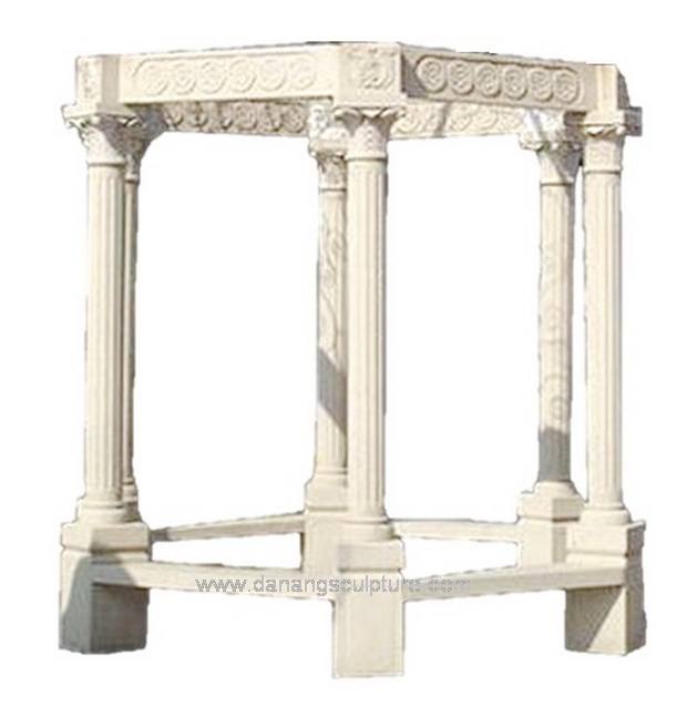 Gazebo personnalisé sculpté à la main gazebo extérieur en pierre décorative de jardin en marbre blanc à vendre