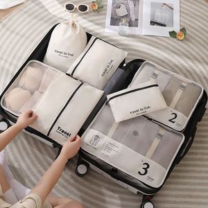 Fashion Seven-Piece Packing Cubes Travel <b>Storage</b> Bag Set Waterproof Zipper Closure for <b>Suitcase</b> Classification Clothes/Shoes - Product Image 2