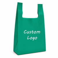 Sacs de courses en T-shirt vert avec poignée, à soufflets latéraux, imprimés par gravure avec logo personnalisé, recyclables, imperméables, pour cadre photo et vente au détail