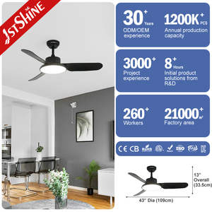 1stshine LED ventilador <span class=keywords><strong>de</strong></span> techo popular 43 pulgadas negro silencioso motor ventilador <span class=keywords><strong>de</strong></span> techo con luz ventilador <span class=keywords><strong>de</strong></span> techo negro - Product Image 3