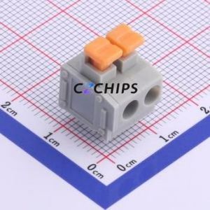 XY119A-5.0-2P Spring Terminal Block Through hole Component (THT),P=5mm Connector 1x2P 5mm Gray 2P - Product Image 1