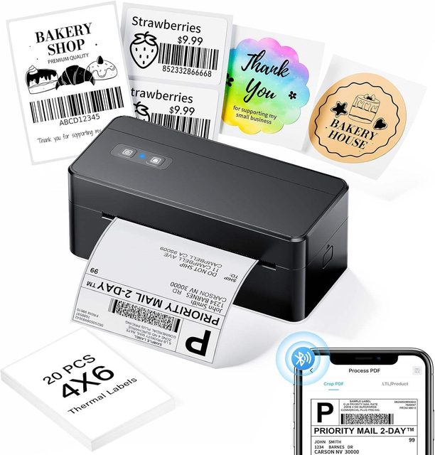 Phomemo 2410 Thermal Printer 4x6 Shipping Label Printer, 150mm/s High Speed  Thermal Printer Barcode Make Label Printing Machine