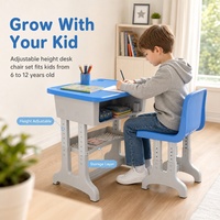 Ensemble de mobilier scolaire moderne et réglable pour enfants, en plastique et métal, avec table d'étude, chaise et tiroir, couleur au choix, pour la maison et le bureau