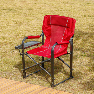Chaise de Réalisateur Pliante en Métal Robuste Portable d'Extérieur avec Accoudoir, <span class=keywords><strong>Table</strong></span> Latérale et Porte-Gobelet - Product Image 3