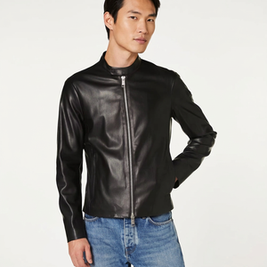 Veste en cuir élégante pour homme avec panneaux matelassés, imperméable, coupe confortable pour la saison hivernale, veste en cuir pour homme - Product Image 1
