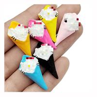 100Pcs Simulatie Zoete Ijs Hars Cartoon Kat Kinderen Crème Flatbacks Scrapbooking Craft Diy Haarelastiekjes Accessoires