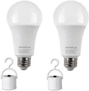 JackonLux נטענת חירום אור הנורה להפסקת חשמל קמפינג חיצוני פעילות 9W 800LM E26 3000K 5000K