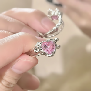 Vendita all'ingrosso di tendenza romantici anelli di moda per ragazze di lusso Boho Punk con cuore luna farfalla rosa placcato oro lega vendita calda - Product Image 1