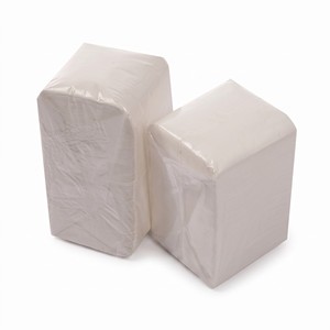 Serviette de table jetable en papier gaufré, vierge, blanche, absorbante, 2 plis, 15 g/m², 25x25 cm, personnalisable avec logo, en sachet - Product Image 1