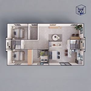 Erweiterbares 4-Zimmer Sandwich-Panel Stahl-Containerhaus mit Wasserdichtem Design 40ft <span class=keywords><strong>Outdoor</strong></span> Mobile Hotel Villa - Product Image 2