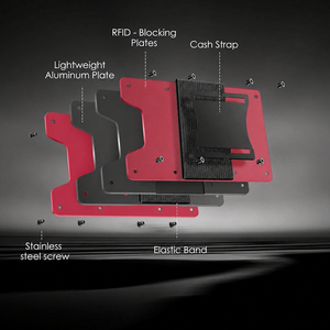 <b>RFID</b> <b>Blocking</b> Business Card <b>Wallet</b> Slim Metal Minimalist with Cash Strap Easy Use Customizable Laser Printed Card Holders - Product Image 6