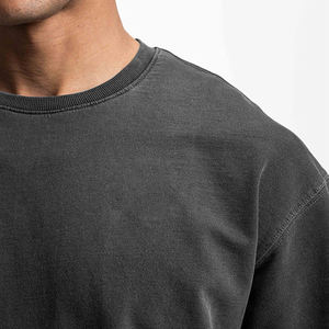 Verano cómodo de gran tamaño 100% algodón hombres camiseta gimnasio Fitness deportes camiseta Casual desgaste - Product Image 5