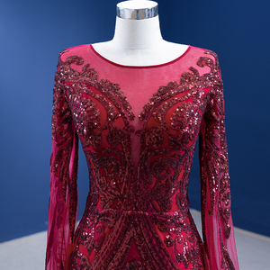 Rsm67383 Bride New Wine <b>Red</b> Mermaid Slim Temperament Diamond Lace Wedding Evening Dress - Product Image 5