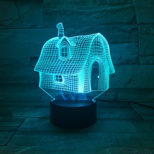 Château Style Laser Graver LED Veilleuse 3D Illusion Lampe ABS Noir Couleurs Led Base Avec 3AA Batterie Cas Pour La Maison - Product Image 5