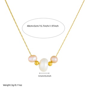 Pearl Necklace With Irregular Sized Pearls Stainless Steel Chain For Women Everyday Wear - Product Image 4