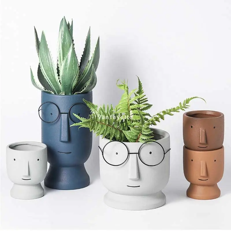 4 Zoll Veranda Pflanz gefäße Kleine Miniatur Keramik Töpfe Navy Plant Pot Head Blumentopf ohne Untertasse