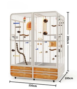 Cage à oiseaux spacieuse, volière, cage à oiseaux ventilée sur 4 côtés, grande cage à oiseaux en métal avec porte, tiroir de rangement et mangeoire en acier inoxydable - Product Image 6