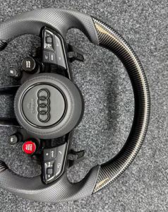 Volante de cuero de fibra de carbono personalizado para <span class=keywords><strong>Audi</strong></span> A1 A3 A4 A5 A6 A7 RS R8 <span class=keywords><strong>RS3</strong></span> C7 Q5 Q7 S3 8V B8 B9 S4 Q3 TT-Ajuste universal - Product Image 3