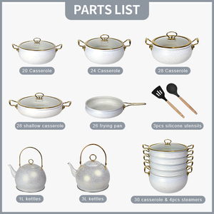 Conjunto de Utensílios de Cozinha Ecológicos de Alumínio Donnor Nova Chegada Série Mary com 11 Peças e Tampa de Vidro, Pronto para Uso em Fogão e Indução - Product Image 2