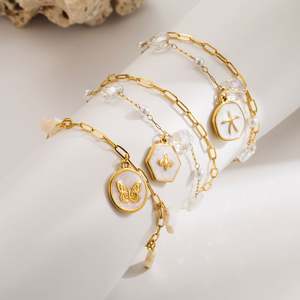 สร้อยข้อมือรูปดาวผีเสื้อดวงจันทร์ทำจากสแตนเลสสำหรับผู้หญิงเครื่องประดับแบบย้อนยุค - Product Image 3