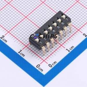 DSIC-07-LD-GET DIP Switch Through hole Component (THT) Switch Flat Toggle, Raised Type Single Pole Single Throw 7 2.54mm - Product Image 1