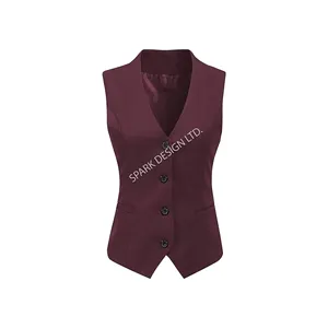 Factory Custom Design Fashion Woman Sleeveless V Neck Waistcoat Women's Vests & waistcoats Suit Vests For Womens From Bangladesh