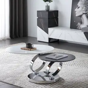 Modern Design Outdoor coffee table set luxury modern Stainless Steel Black White Center Table For Sofa Living Room Furniture