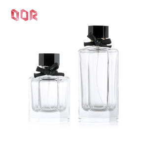 Flacon vide en verre pour parfum, forme personnalisée, facile à presser, 50 ml, 100 ml, bouchon noir en forme de losange, flacons liquides cosmétiques - Product Image 1