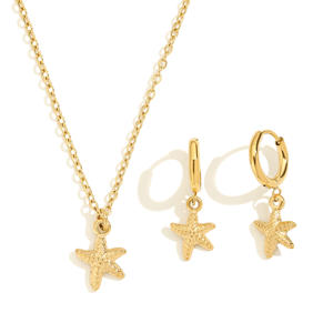 MICCI 18K金メッキジュエリー 防水イヤリング ヒトデペンダントネックレス ジュエリーセット 女性用 - Product Image 1