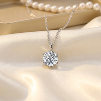 Pendentif solitaire unisexe en or blanc massif 18 carats avec diamant de laboratoire 1 carat couleur D pureté VVS1 taille brillant vintage, serti 4 griffes