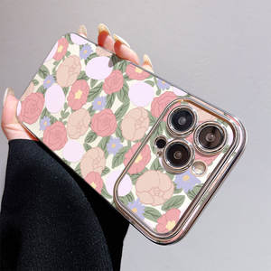 Alla moda placcato disegno a fiore pittura a olio PC custodia per cellulare Apple 13PRO protezione per fotocamera grande copertura finestre - Product Image 4