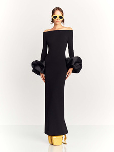 Elegante Abito da Sera Stile Europeo Monospalla a Maniche Lunghe <span class=keywords><strong>con</strong></span> Volant e <span class=keywords><strong>Spacco</strong></span>, Modello Corsetto - Product Image 5