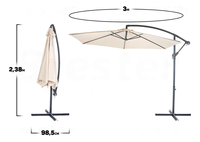 Parasol pliable en tissu Oxford imperméable à double toit en fer robuste de 3 m (pour les salons professionnels et les stations balnéaires, intérieur/extérieur)