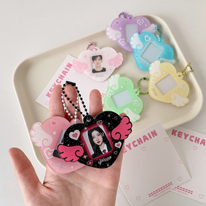 Spot Wholesale Heart-Winged Acrylic ID Photo Frames 1-Inch Certificate Photo Storage Display <b>Keychains</b> & Hanging Ornaments - Product Image 1